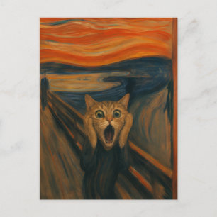 Cartão Postal O Gato Gritando Paródia Arte Clássica Divertida