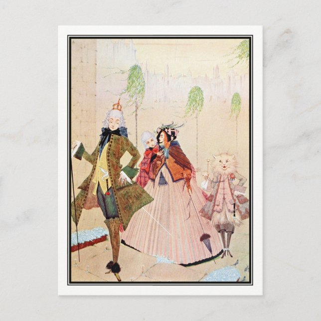 Cartão Postal O Gato Mestre de Harry Clarke (Frente)