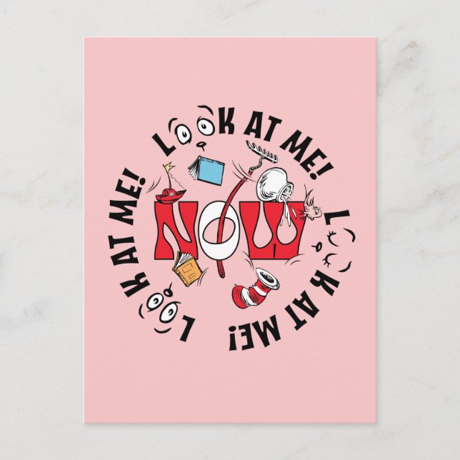 Cartão Postal O Gato no Chapéu | Olhe para Mim! Olhe para Mim! (Frente)