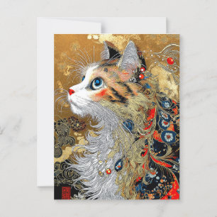 Cartão Postal O Gato Zen   Ukiyo-e Japonês Vintage