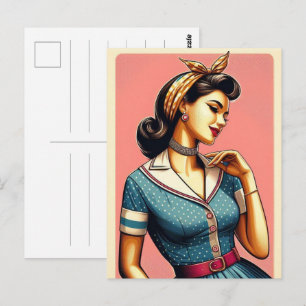 Cartão Postal O glamour das mulheres da moda dos anos cinquenta,