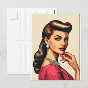 Cartão Postal O glamour das mulheres da moda dos anos cinquenta,