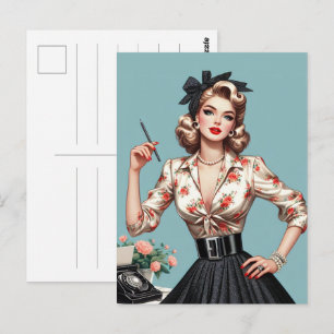 Cartão Postal O glamour das mulheres dos anos cinquenta, saias d
