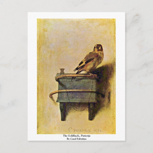 Cartão Postal O Goldfinch, Puttertje Por Carel Fabritius. (Frente)
