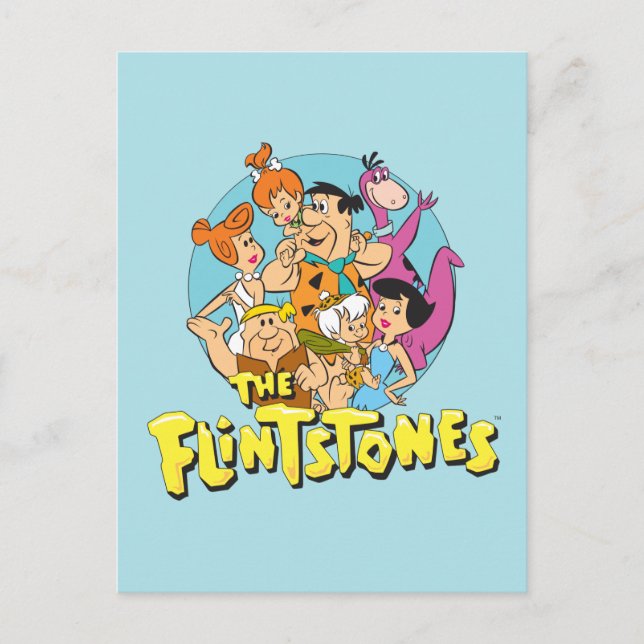 Cartão Postal O Gráfico da Família Flintstones e Rubbles (Frente)