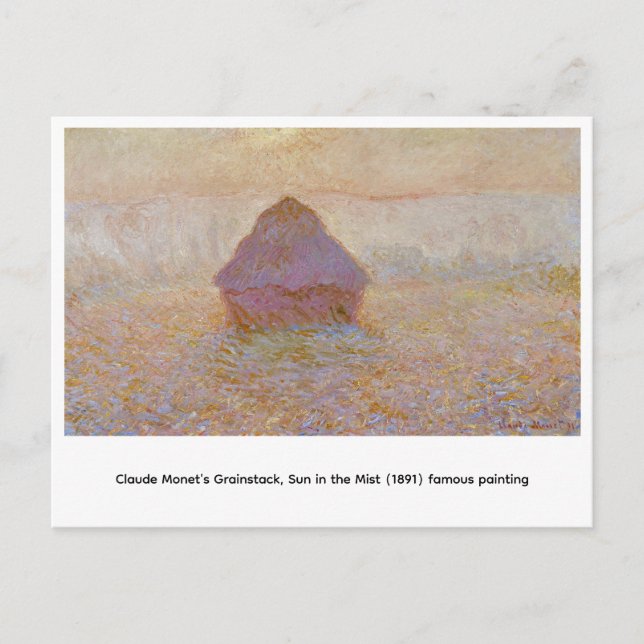 Cartão Postal O Grainstack de Claude Monet, Sol na Névoa (1891)  (Frente)