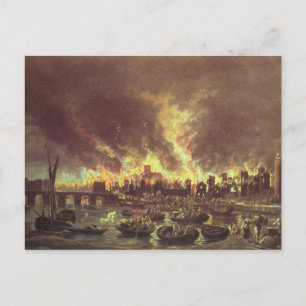 Cartão Postal O grande fogo de Londres, 1666