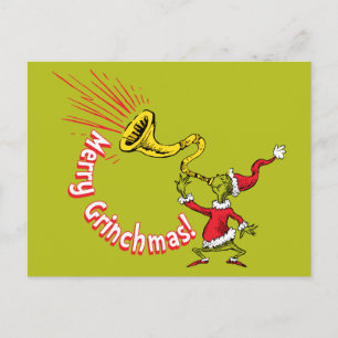 Cartão Postal O Grinch Tocando a Corneta do Grinchmas Alegre