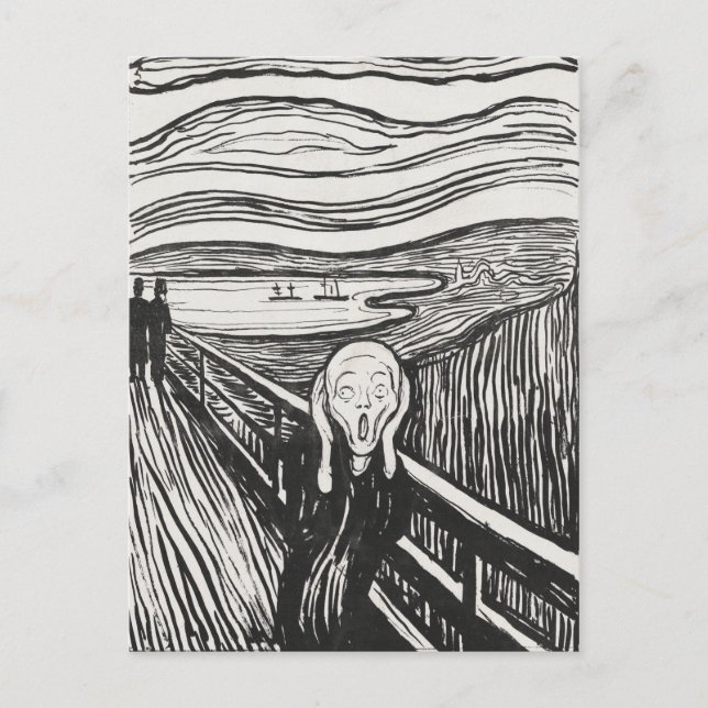 Cartão Postal O Grito de Edvard Munch Preto e Branco (Frente)