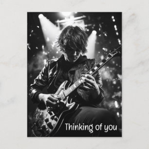Cartão Postal O guitarrista no palco B&W