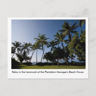 Cartão Postal O hammock na casa do gerente da plantação
