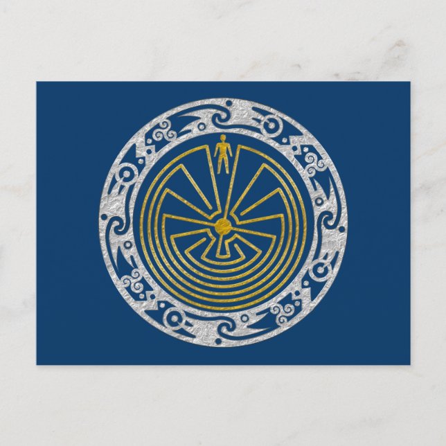 Cartão Postal O Homem no Maze - Ouro de ornamento prata (Frente)