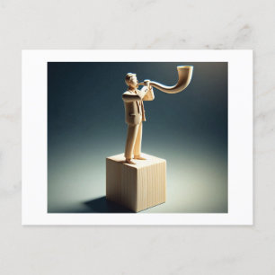 Cartão Postal O Homem Sopra Shfar Parece Ser Esculpido De Madeir