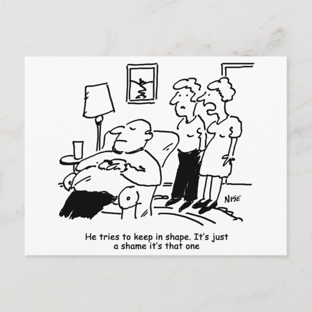 Cartão Postal O Homem tenta manter a forma. Engraçado (Frente)