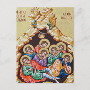 Cartão Postal O Ícone Ortodoxo Cristão dos Sete Santos Adormecid