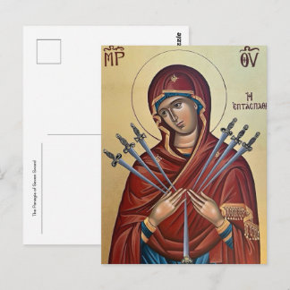 Cartão Postal O Ícone Ortodoxo da Panagia das Sete Espadas