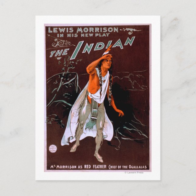 Cartão Postal "O Índio" - Pena Vermelha, Chefe do (Frente)