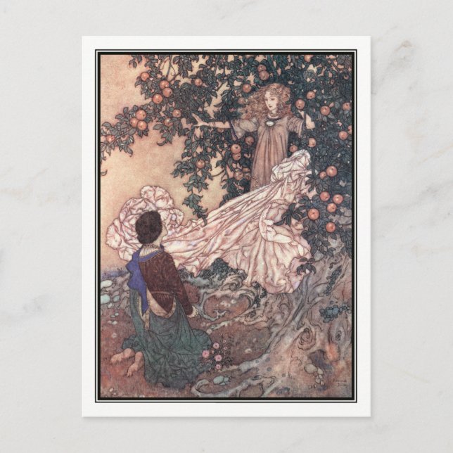 Cartão Postal O Jardim do Paraíso por Edmund Dulac (Frente)