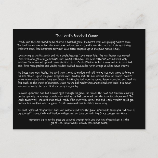 Cartão Postal O Jogo de Beisebol do Senhor - Cartão-postal (Frente)