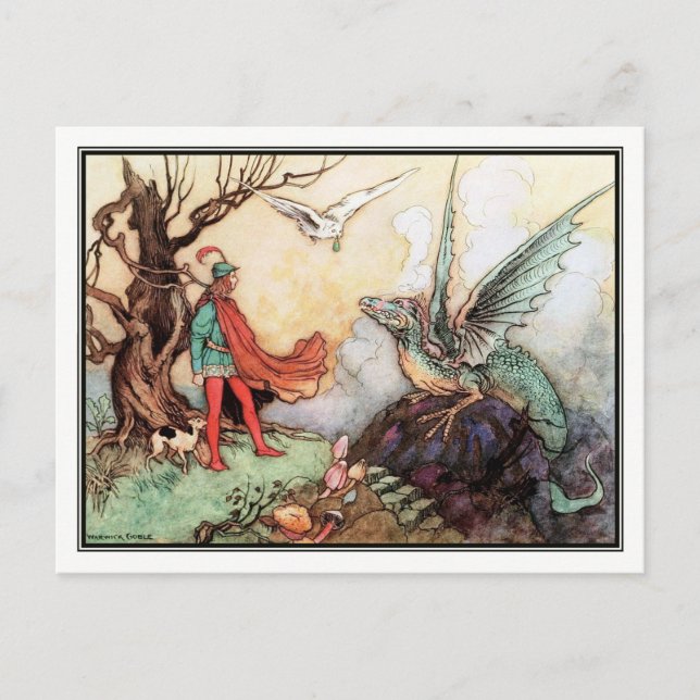 Cartão Postal O Justo de Warwick Goble (Frente)