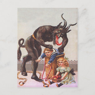 Cartão Postal O Krampus sequestrando crianças