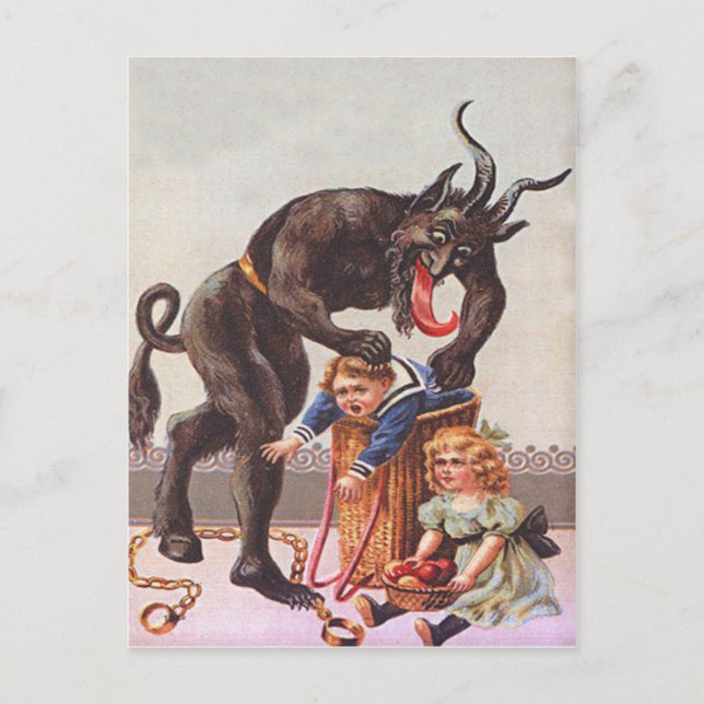 Cartão Postal O Krampus sequestrando crianças (Frente)