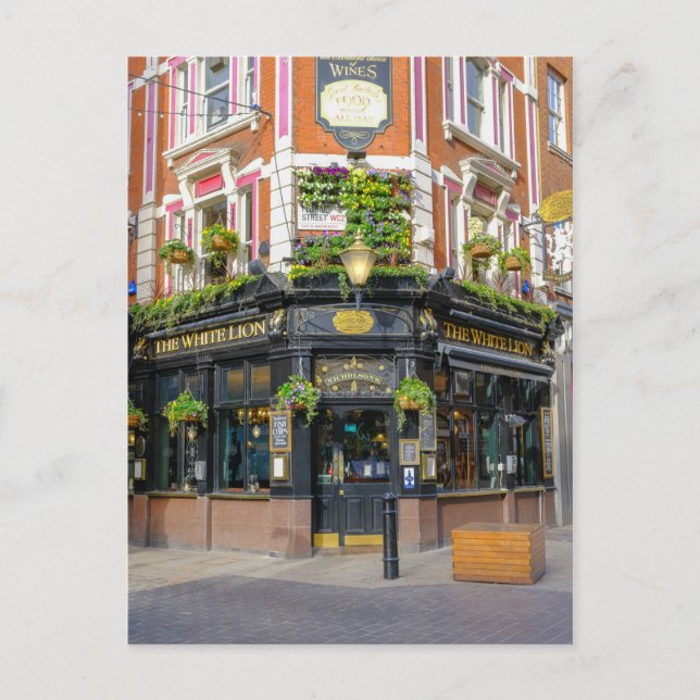 Cartão Postal O Leão Branco, Jardim do Covent, Londres, Reino Un (Frente)