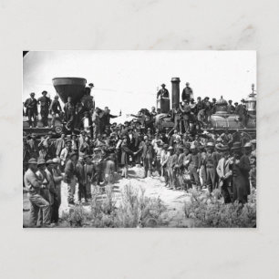 Cartão Postal O Leste e o Oeste Agitando Mãos no Último Trilho