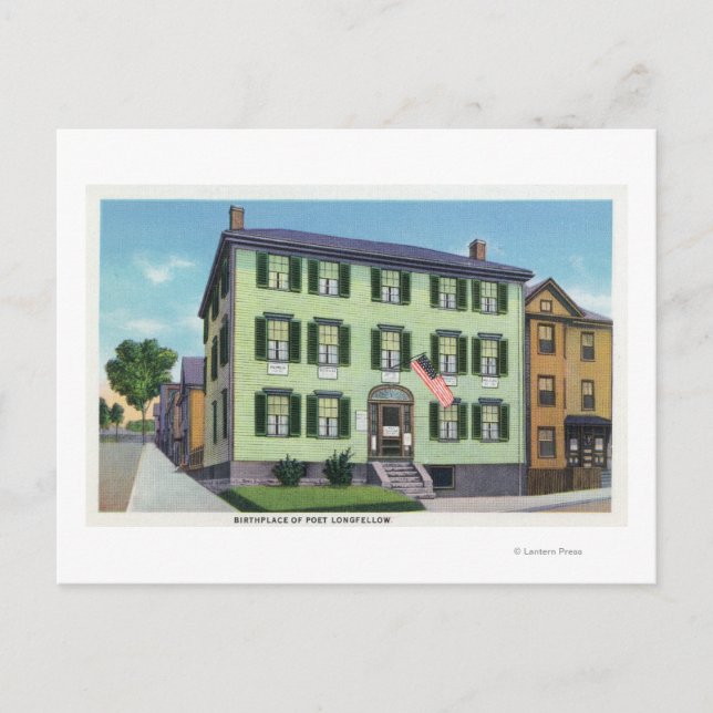 Cartão Postal O Local de Nascimento do Poeta Longfellow (Frente)