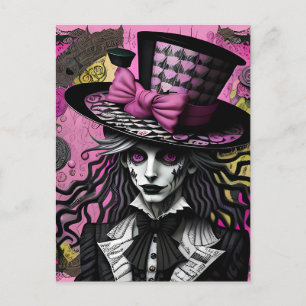Cartão Postal O Mad Hatter Rosa e a Alice Negra Inspiraram