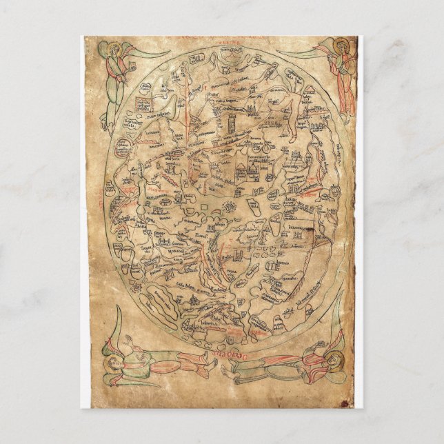 Cartão Postal O Mapa de Sawley Imago Mundi Honorius Augustodunen (Frente)