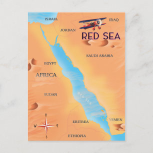 Cartão Postal O Mapa de Viagem do Mar Vermelho