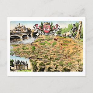Cartão Postal O Mapa do Vale da Dordoigne França