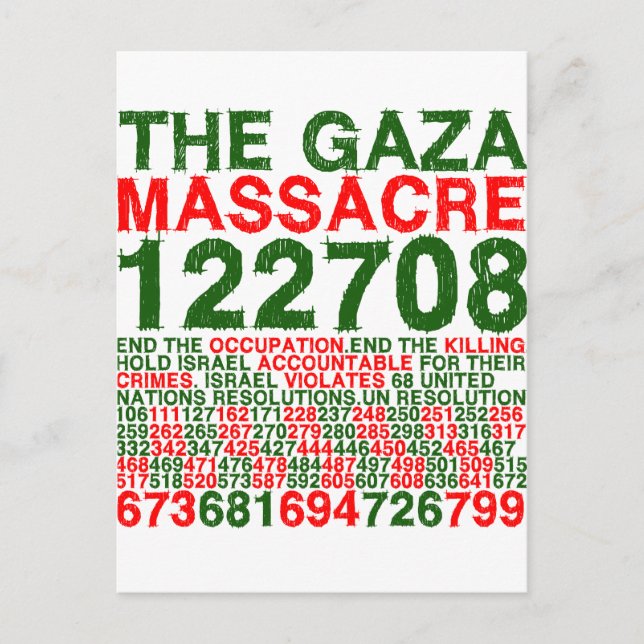 Cartão Postal O Massacre de Gaza (Frente)