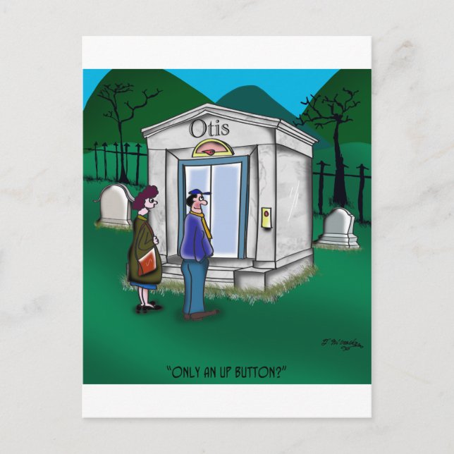 Cartão Postal O Mausoléu do Elevador Otis tem apenas um botão pa (Frente)