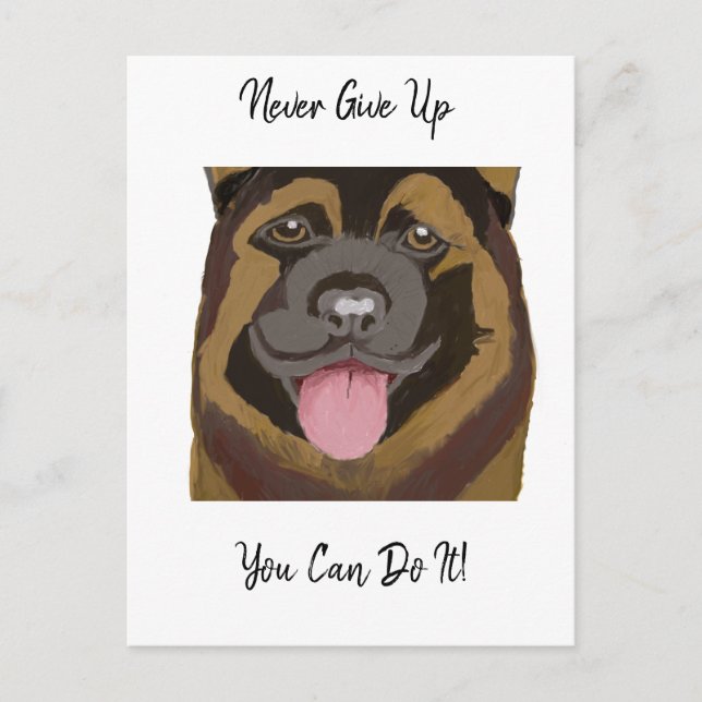 Cartão Postal O Melhor Cão German shepherd Nunca Desiste (Frente)