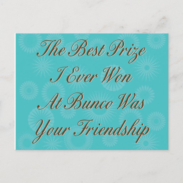 Cartão Postal o melhor prêmio que já ganhei em Bunco (Frente)