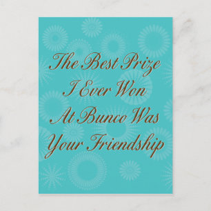 Cartão Postal o melhor prêmio que já ganhei em Bunco
