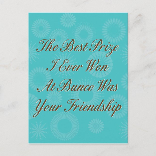 Cartão Postal o melhor prêmio que já ganhei em Bunco (Frente)