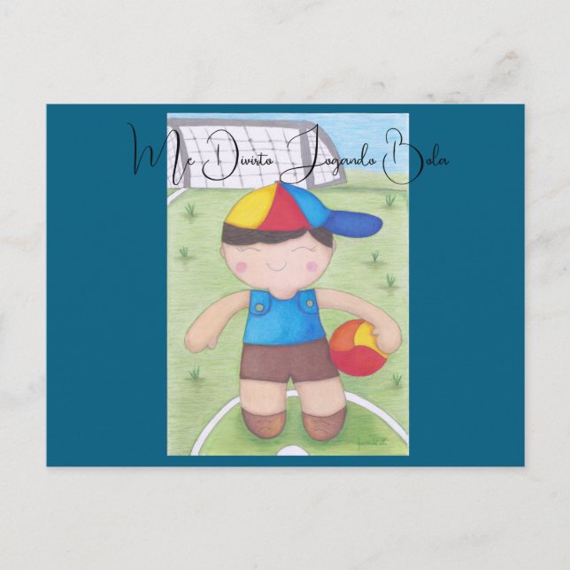 Cartão Postal O Menino de Boné e a Bola (Frente)