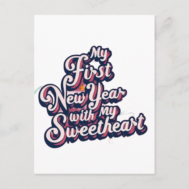 Cartão Postal O Meu Primeiro Ano Novo Com O Meu Amor (Frente)