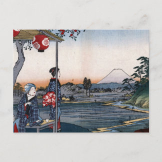 Cartão Postal O Monte Fuji foi visto de um Teahouse c. Japão dos