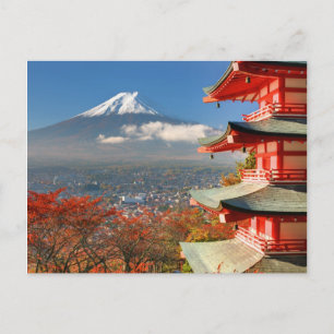 Cartão Postal O Monte Fuji foi visto por trás de Chureito Pagoda