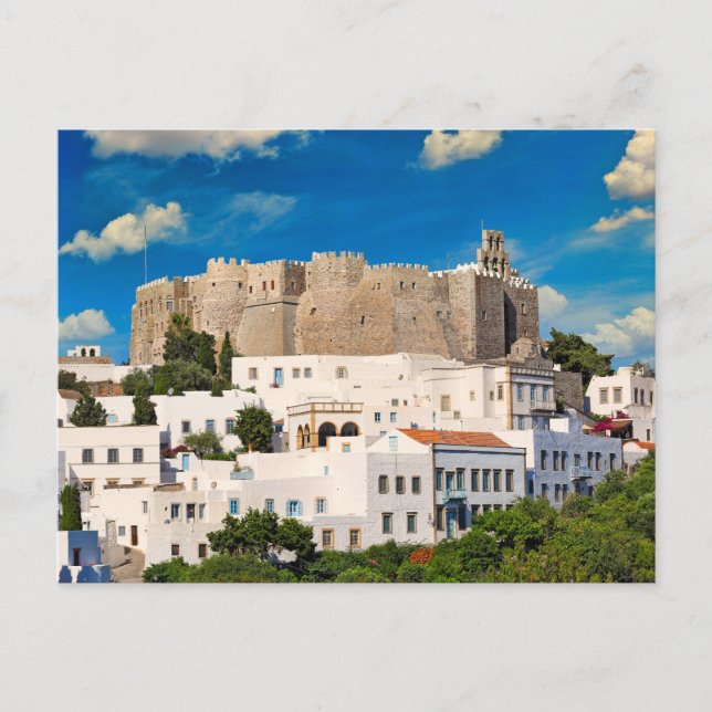 Cartão Postal O Mosteiro de São João em Patmos, Grécia (Frente)