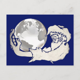 Cartão Postal o mundo inteiro na mão de um macaco