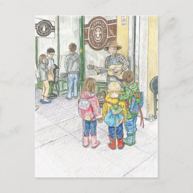 Cartão Postal O músico no mercado do Pike (Frente)