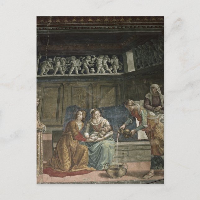 Cartão Postal O Nascimento da Virgem, 1485-90 (Frente)