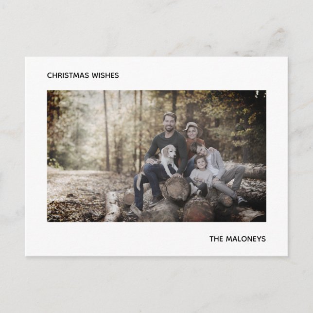 Cartão Postal o natal deseja a moderna faixa branca negra (Frente)