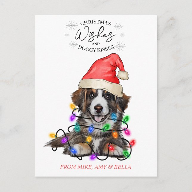 Cartão Postal O Natal Deseja Que O Cachorro Pupado Beija Pet Cuj (Frente)