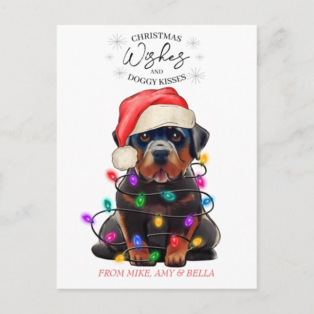 Cartão Postal O Natal Deseja Que O Cachorro Pupado Beija Pet Cuj (Frente)